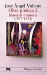 OBRA POÉTICA 2. MATERIAL MEMORIA (1977-1992). P. PRINCIPE ASTURIAS 1988