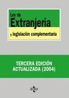 LEY DE EXTRANJERIA Y LEGISLACION COMPLEMENTARIA. 3ª EDICION 2004