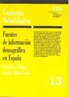 CUADERNOS METODOLOGICOS 13 FUENTES INFORMACION DEMOGRAFICA ESPAÑA
